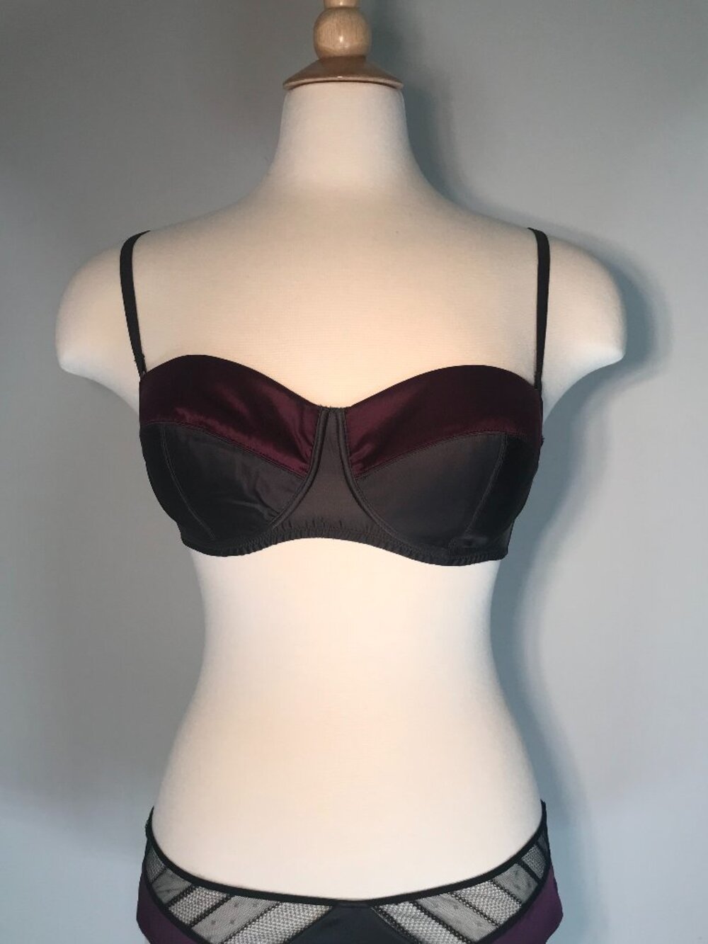Vintage Kiki De Montparnasse Muse Molded Bra Bordeaux and Slate in size 36 D